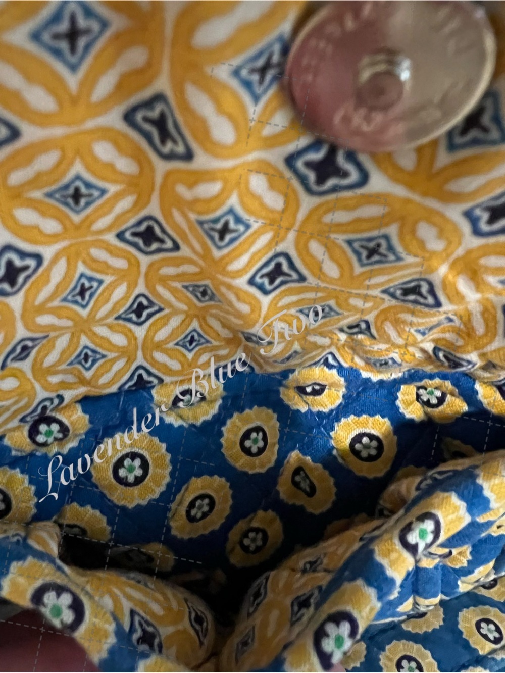 VERA BRADLEY Riviera 2008 Libby Crossbody Purse Shoulder Bag Blue Yellow Y2K - Picture 4 of 15